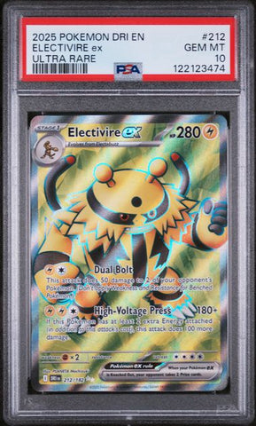 2025 POKEMON DRI EN-DESTINED RIVALS #212 ELECTIVIRE ex ULTRA RARE PSA 10 - 474