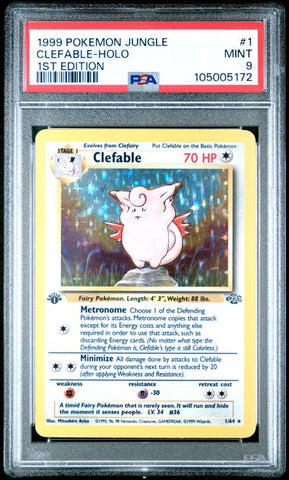 1999 POKEMON JUNGLE #1 CLEFABLE-HOLO 1ST EDITION PSA 9 - 172