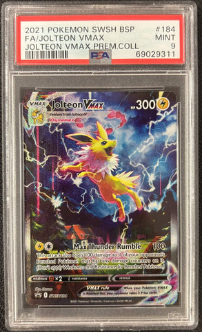 2021 POKEMON SWSH BLACK STAR PROMO #184 FA/JOLTEON VMAX JOLTEON VMAX PREM.COLL PSA 9 - 311