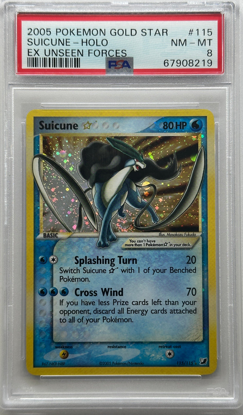 2005 POKEMON GOLD STAR SUICUNE- HOLO EX UNSEEN FORCES