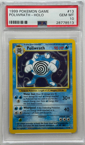 1999 POKEMON BASE SET POLIWRATH - HOLO #13 PSA 10 - 513