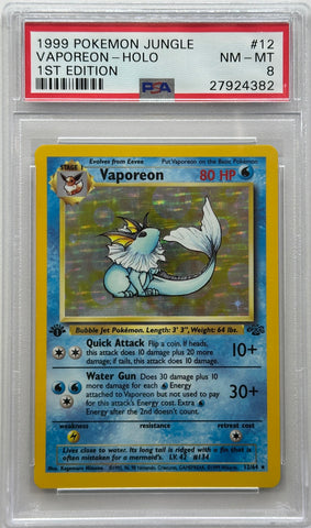 1999 POKEMON JUNGLE VAPOREON - HOLO 1ST EDITION #12 PSA 8 - 382