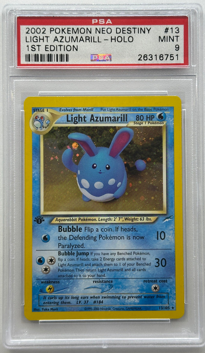 2002 POKEMON NEO DESTINY LIGHT AZUMARILL - HOLO 1ST EDITION