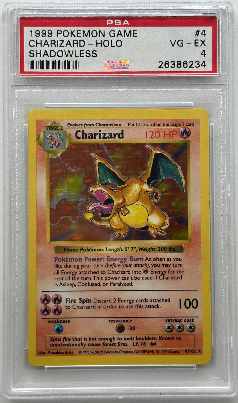 1999 POKEMON GAME CHARIZARD - HOLO SHADOWLESS