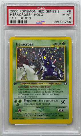 2000 POKEMON NEO GENESIS HERACROSS - HOLO 1ST EDITION #6 PSA 9 - 256