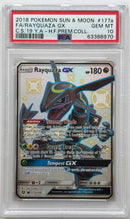 2018 POKEMON SUN & MOON FULL ART/RAYQUAZA GX G.S.'19 Y.A. - HIDDEN FATES PREMIUM COLLECTION
