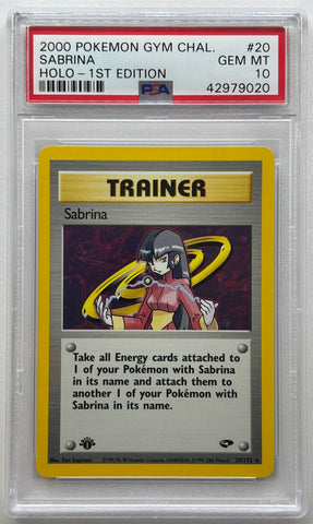 2000 POKEMONN GYM CHALLENGE SABRINA HOLO - 1ST EDITION #20 PSA 10 - 020