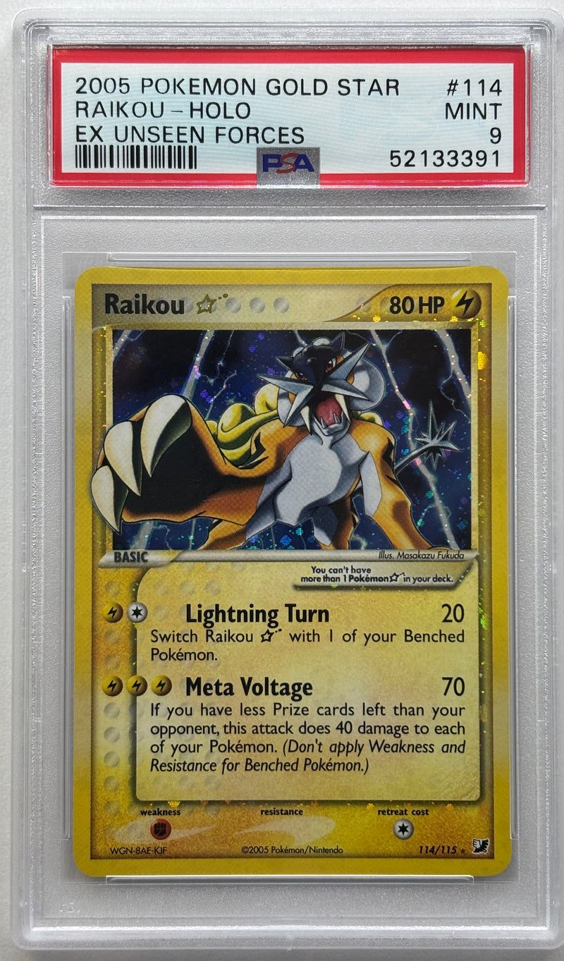 2005 POKEMON GOLD STAR RAIKOU - HOLO EX UNSEEN FORCES