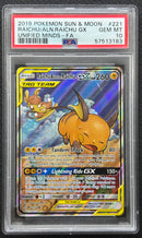 2019 POKEMON SUN & MOON RAICHU/ALOLAN RAICHU GX UNIFIED MINDS - FULL ART