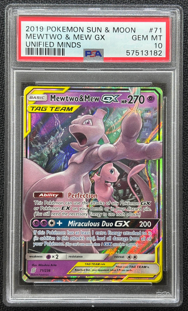 2019 POKEMON SUN & MOON MEWTWO & MEW GX UNIFIED MINDS
