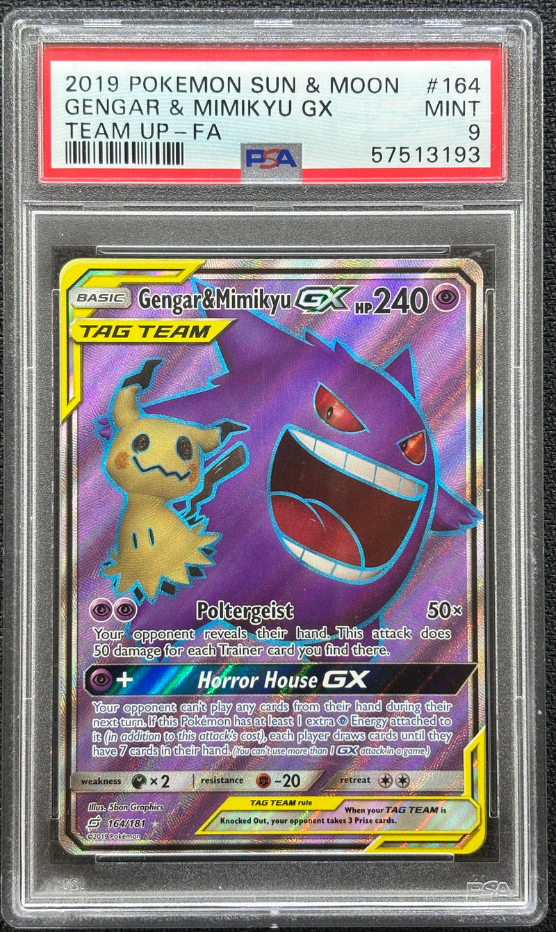 2019 POKEMON SUN & MOON GENGAR & MIMIKYU GX TEAM UP - FULL ART