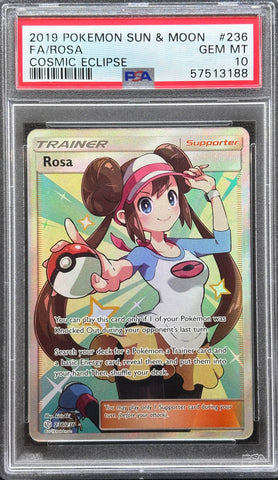 2019 POKEMON SUN & MOON FULL ART ROSA COSMIC ECLIPSE #236 PSA 10 - 188