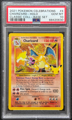 2021 POKEMON CELEBRATIONS CHARIZARD - HOLO CLASSIC COLLECTION BASE SET #4 PSA 10 - 630