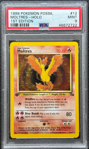 1999 POKEMON FOSSIL #12 MOLTRES-HOLO 1ST EDITION PSA 9 - 722