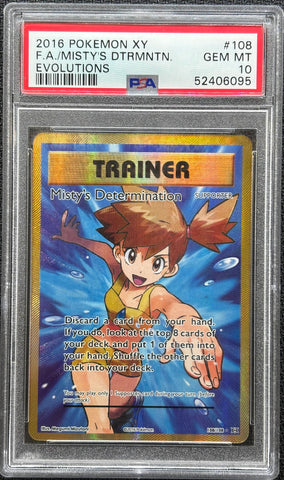 2016 POKEMON XY EVOLUTIONS #108 MISTY'S DETERMINATION EVOLUTIONS-FA PSA 10 - 095