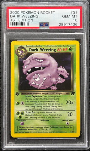 2000 POKEMON ROCKET #31 DARK WEEZING 1ST EDITION PSA 10 - 436