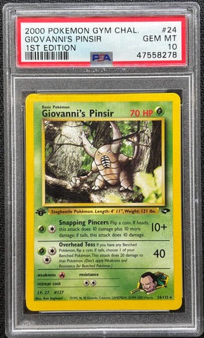 2000 POKEMON GYM CHALLENGE #24 GIOVANNI'S PINSIR 1ST EDITION PSA 10 - 278