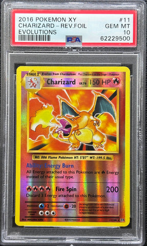 2016 POKEMON XY EVOLUTIONS #11 CHARIZARD-REV.FOIL EVOLUTIONS PSA 10 - 500
