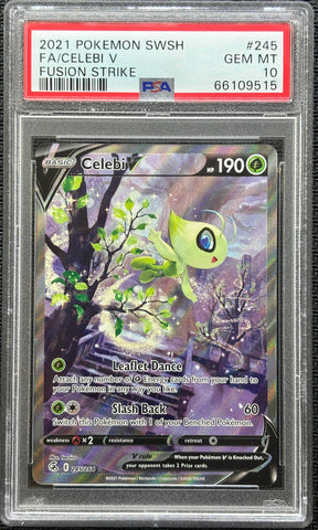 2021 POKEMON SWORD & SHIELD FUSION STRIKE #245 FA/CELEBI V FUSION STRIKE PSA 10 - 515