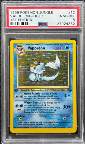 1999 POKEMON JUNGLE VAPOREON - HOLO 1ST EDITION #12 PSA 8 - 382
