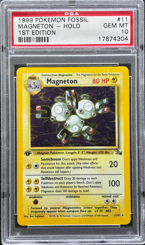 1999 POKEMON FOSSIL #11 MAGNETON-HOLO 1ST EDITION PSA 10 - 304