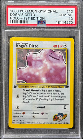 2000 POKEMON GYM CHALLENGE KOGA'S DITTO HOLO-1ST EDITION #10 PSA 10 - 270