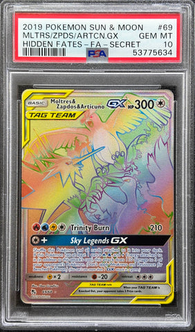 2019 POKEMON SUN & MOON HIDDEN FATES #69 MLTRS/ZPDS/ARTCN.GX HIDDEN FATES-FA-SECRET PSA 10 - 634