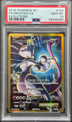 2016 POKEMON XY EVOLUTIONS #103 FA/MEWTWO EX EVOLUTIONS PSA 10 - 460