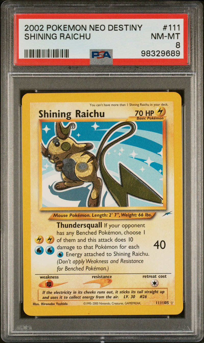 2002 POKEMON NEO DESTINY SHINING RAICHU PSA 8