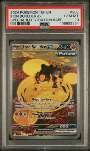 2024 POKEMON TEMPORAL FORCES IRON BOULDER EX SPECIAL ILLUSTRATION RARE #207 PSA 10 - 834
