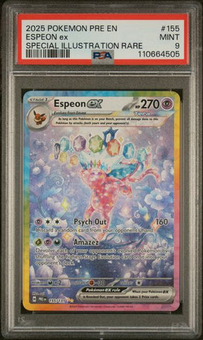 2025 POKEMON PRE EN-PRISMATIC EVOLUTIONS #155 ESPEON ex SPECIAL ILLUSTRATION RARE PSA 9 - 505