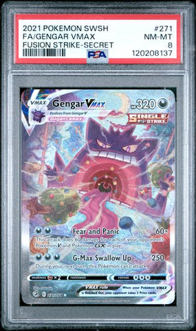 2021 POKEMON SWORD & SHIELD FUSION STRIKE #271 FA/GENGAR VMAX FUSION STRIKE-SECRET PSA 8 - 137