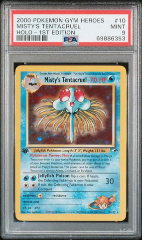 2000 POKEMON GYM HEROES #10 MISTY'S TENTACRUEL HOLO-1ST EDITION PSA 9 - 353