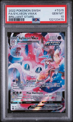 2022 POKEMON SWORD & SHIELD BRILLIANT STARS #TG15 FA/SYLVEON VMAX BRILLIANT STARS PSA 10 - 475