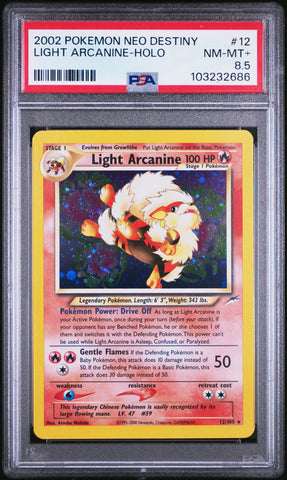 2002 POKEMON NEO DESTINY LIGHT ARCANINE-HOLO #12 PSA 8.5 - 686