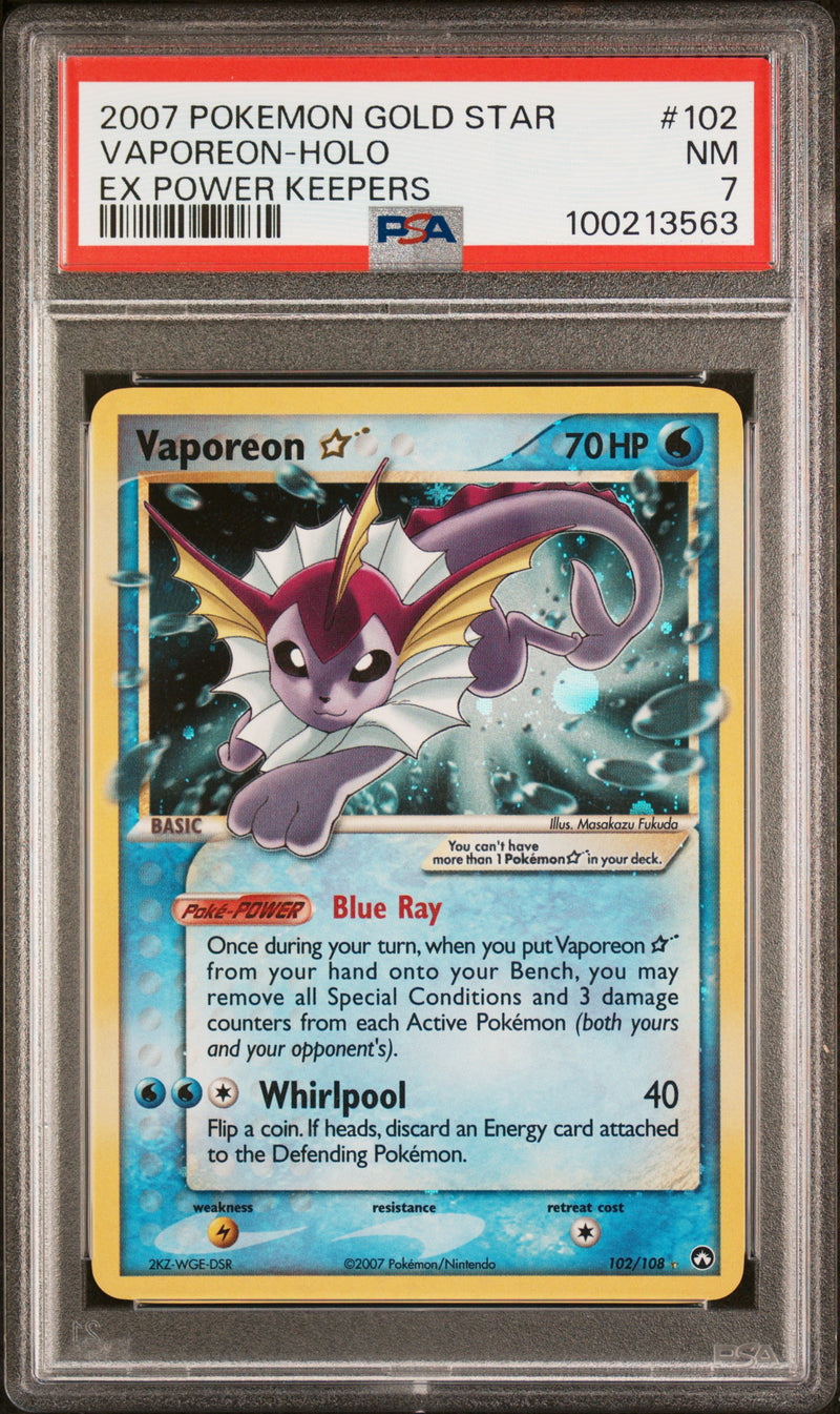 2007 POKEMON GOLD STAR VAPOREON-HOLO