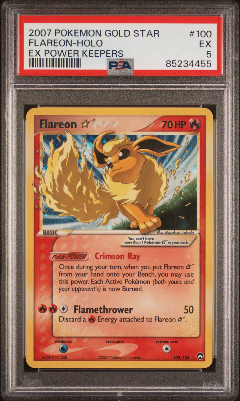 2007 POKEMON GOLD STAR FLAREON-HOLO EX POWER KEEPERS