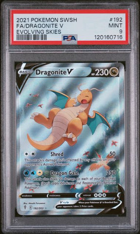 2021 POKEMON SWORD & SHIELD EVOLVING SKIES #192 FA/DRAGONITE V EVOLVING SKIES PSA 9 - 716