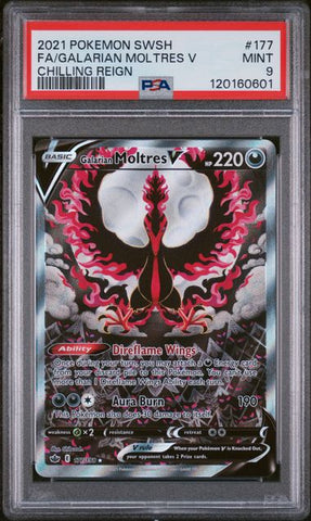2021 POKEMON SWORD & SHIELD CHILLING REIGN #177 FA/GALARIAN MOLTRES V CHILLING REIGN PSA 9 - 601