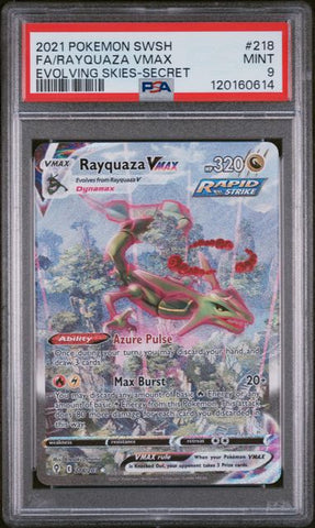 2021 POKEMON SWORD & SHIELD EVOLVING SKIES #218 FA/RAYQUAZA VMAX EVOLVING SKIES-SECRET PSA 9 - 614