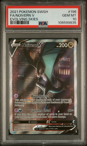 2021 POKEMON SWSH FULL ART NOIVERN V EVOLVING SKIES #196 PSA 10 - 835