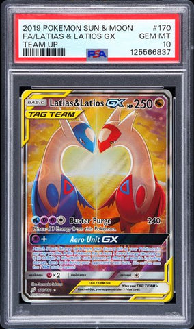 2019 POKEMON SUN & MOON TEAM UP #170 FA/LATIAS & LATIOS GX TEAM UP PSA 10 - 837