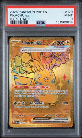 2025 POKEMON PRE EN-PRISMATIC EVOLUTIONS #179 PIKACHU ex HYPER RARE PSA 9 - 814
