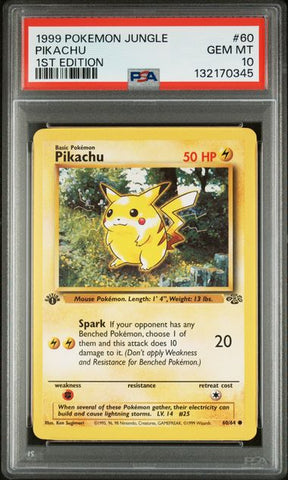 1999 POKEMON JUNGLE #60 PIKACHU 1ST EDITION PSA 10 - 345