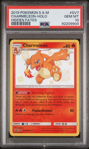 2019 POKEMON SUN & MOON HIDDEN FATES #SV7 CHARMELEON-HOLO HIDDEN FATES PSA 10 - 904