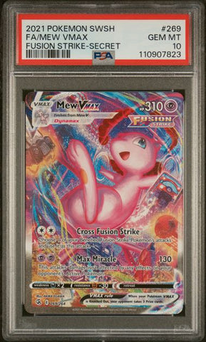 2021 POKEMON SWORD & SHIELD FUSION STRIKE #269 FA/MEW VMAX FUSION STRIKE-SECRET PSA 10 - 823