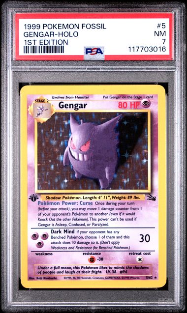 1999 POKEMON FOSSIL GENGAR - HOLO 1ST EDITION
