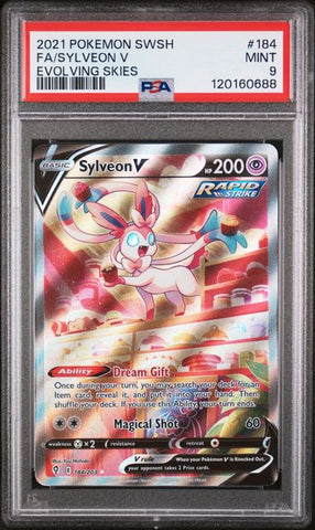 2021 POKEMON SWORD & SHIELD EVOLVING SKIES #184 FA/SYLVEON V EVOLVING SKIES PSA 9 - 688