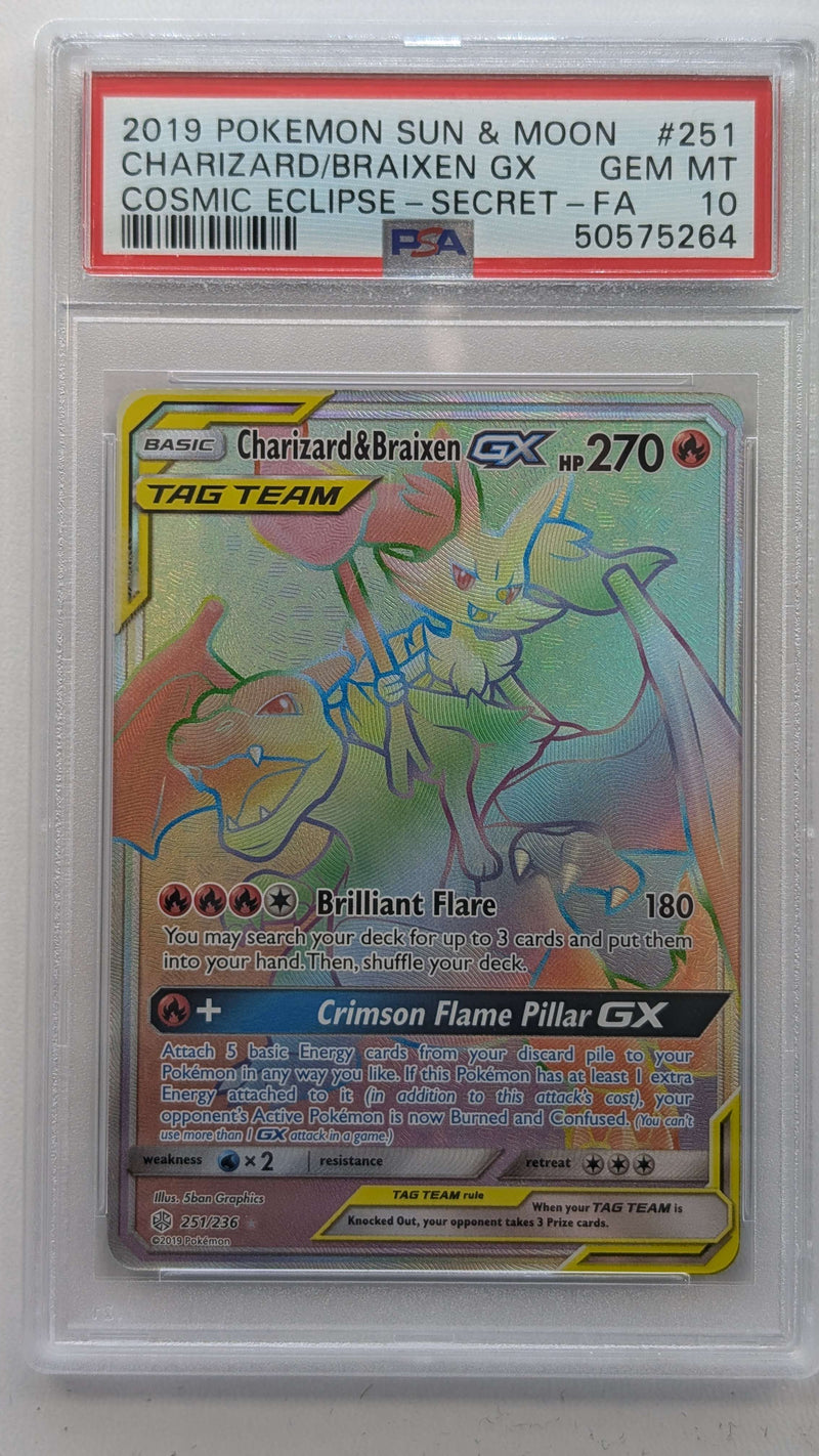 2019 POKEMON SUN & MOON CHARIZARD/BRAIXEN GX COSMIC ECLIPSE-SECRET