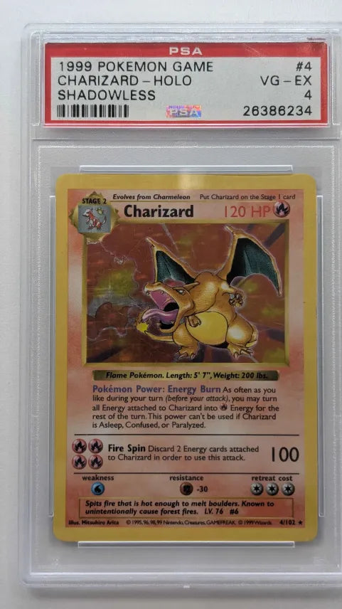 1999 POKEMON GAME CHARIZARD - HOLO SHADOWLESS